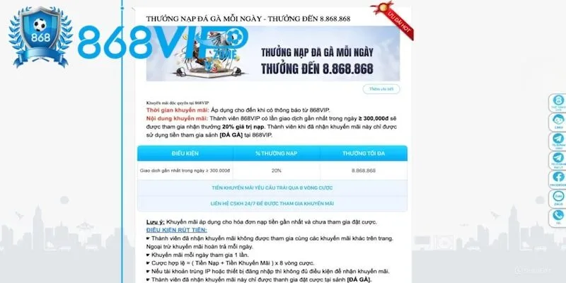 Khuyến mãi 868Vip thú vị cho đá gà